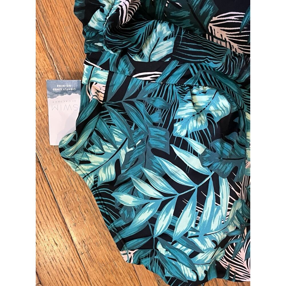 Cacique Blue Leaf Print One Piece Swimsuit - Picture 6 of 14